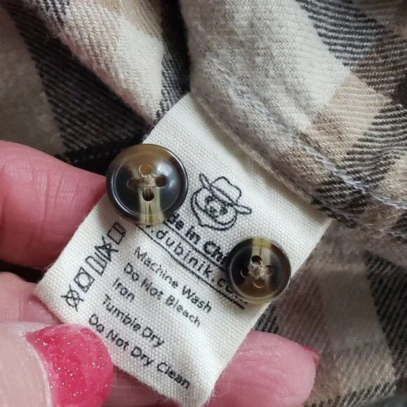 Dubinik Flannel Customized Version Brown Plaid Button Up Classic Warm Men's L - Picture 4 of 12